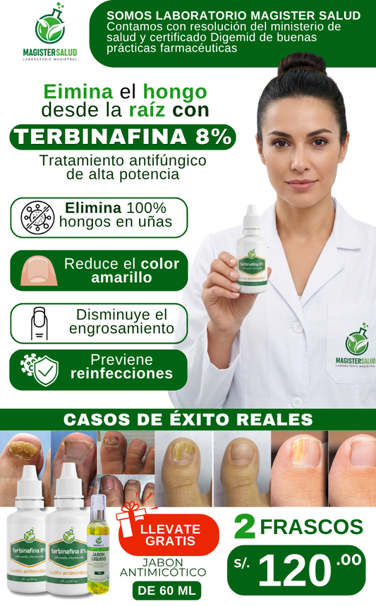 TERBINAFINA 8% (ELIMINA LOS HONGOS DESDE LA RAIZ)